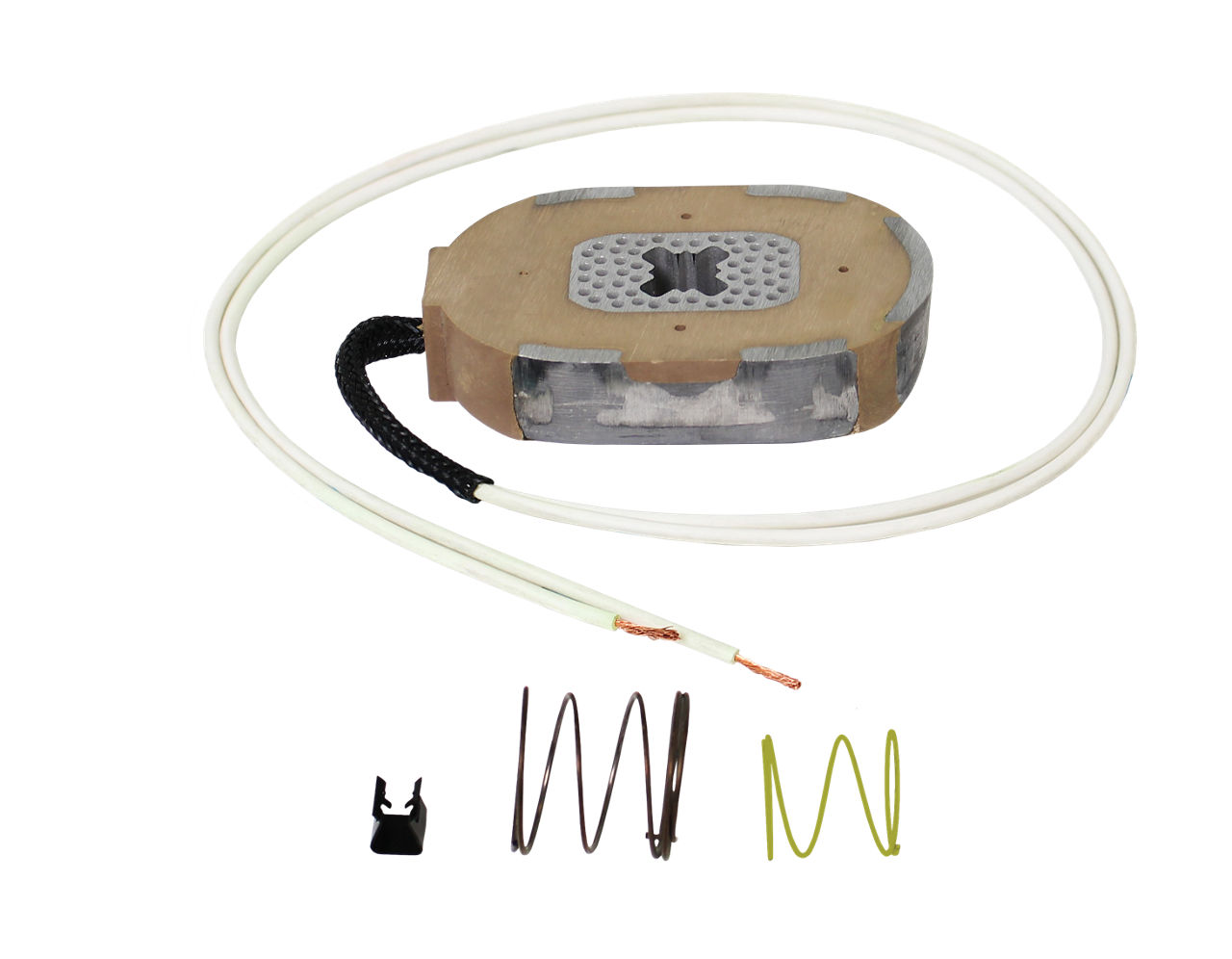 Dexter K71-125-00 trailer brake magnet kit with wires, springs, and retaining clip