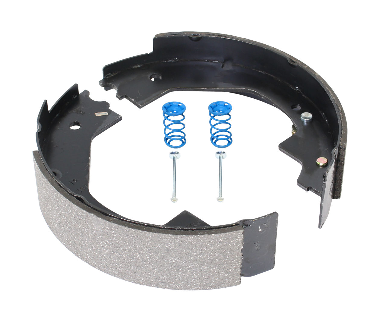 Dexter K71-681 trailer drum brake shoe set with hold-down springs and retaining pins