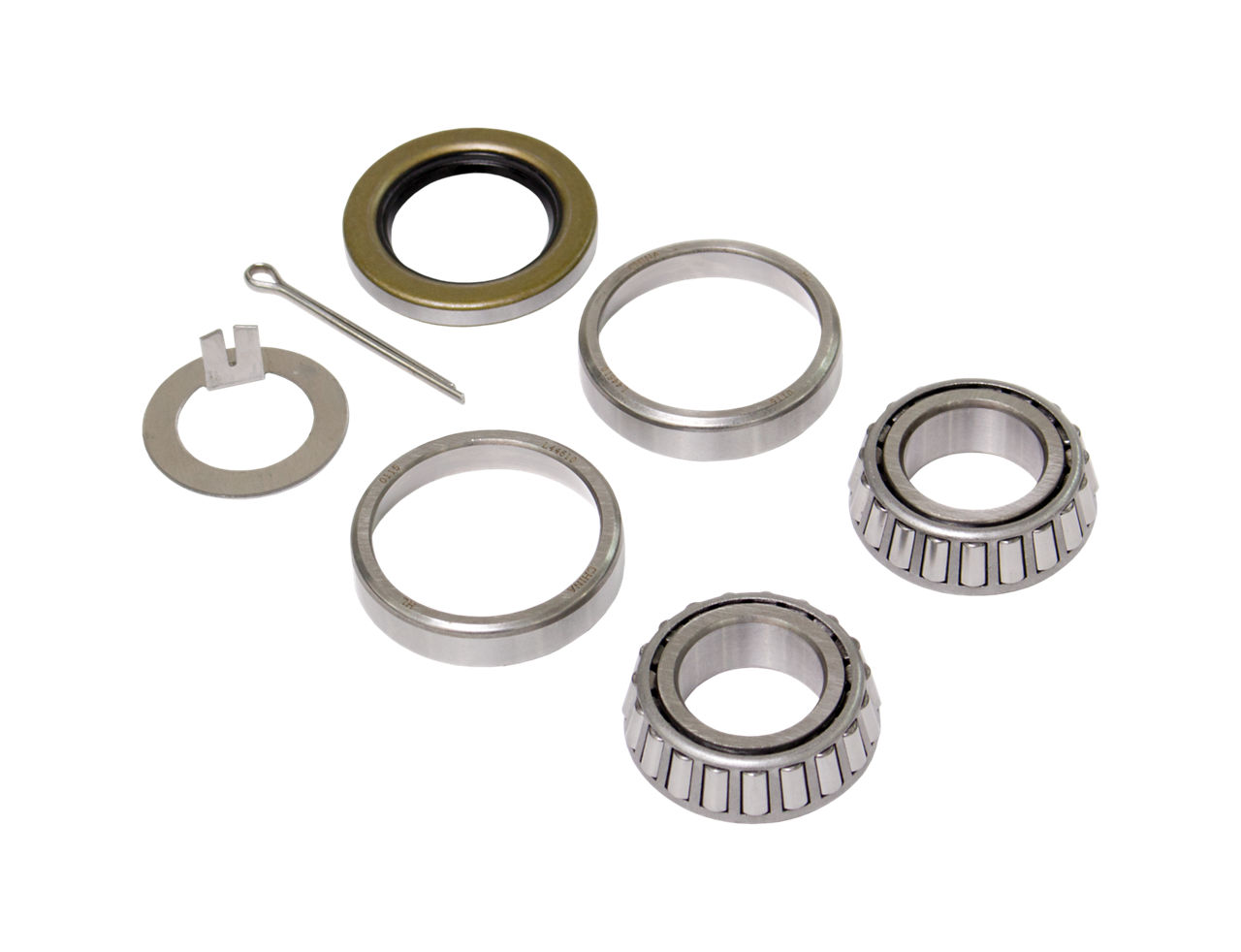 Dexter K71-715-00 trailer wheel bearing kit with bearings, races, seal, washer, and pin