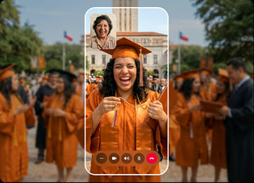 graduate on phone