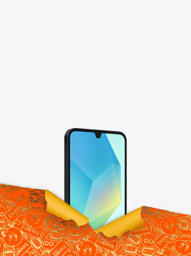 Samsung Galaxy A16 5G with Boost Mobile Holiday Wrapping Paper