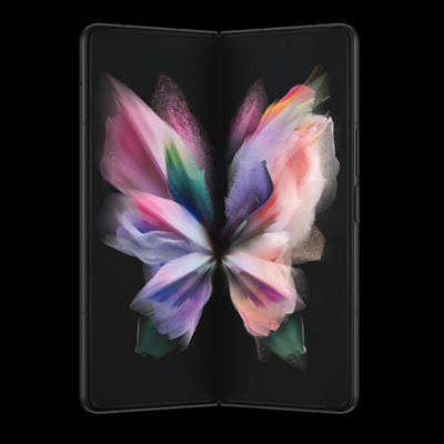 Samsung Galaxy Z Fold 3 opened front display with butterfly background
