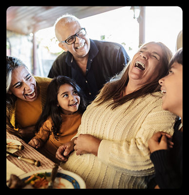 Family laughing together