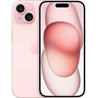 Vista frontal y posterior del iPhone 15 rosa