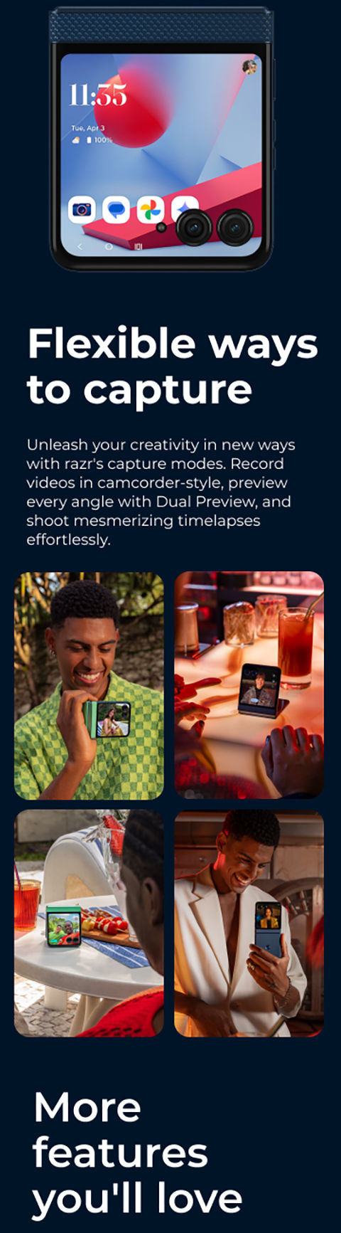 moto razr flexible ways to capture moments