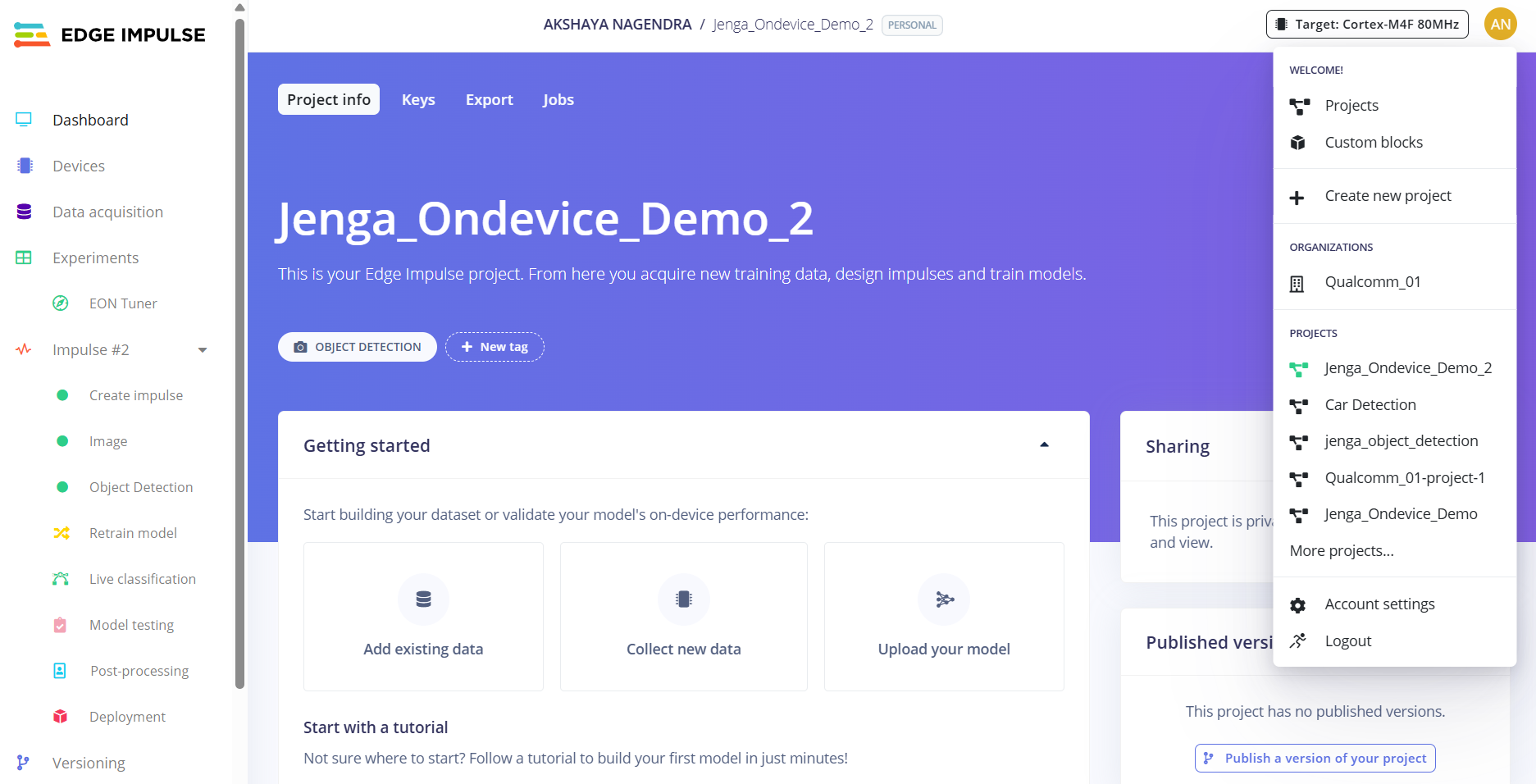 Create a new project and start data collection.