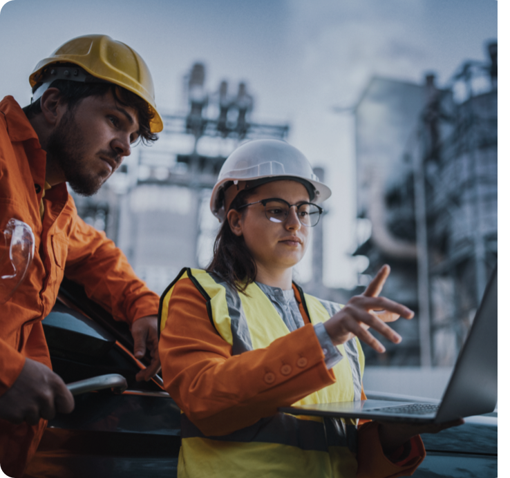 Employees in hard hats