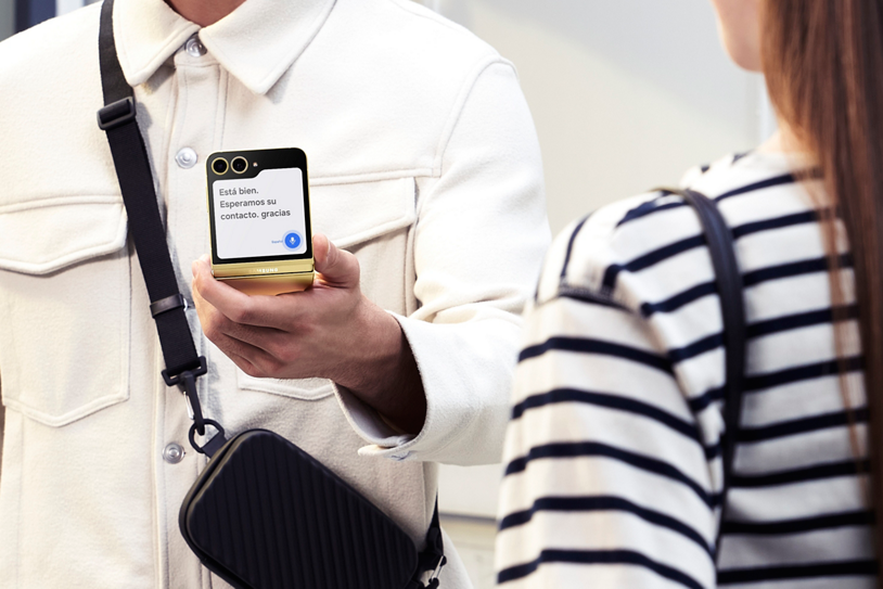 The Galaxy Z Flip6 is equipped with Interpreter, which leverages the dual screen to allow live translations displayed on both sides of the phone.