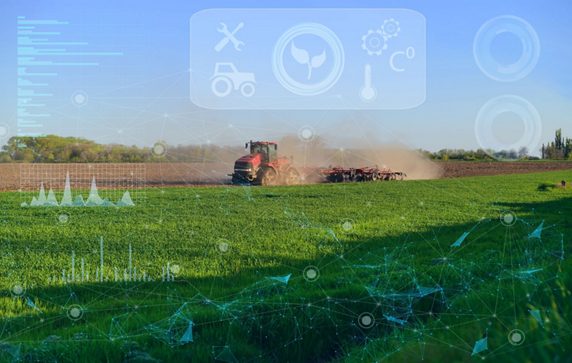 A tractor programmed with artificial intelligence automatically completes routine crop work.