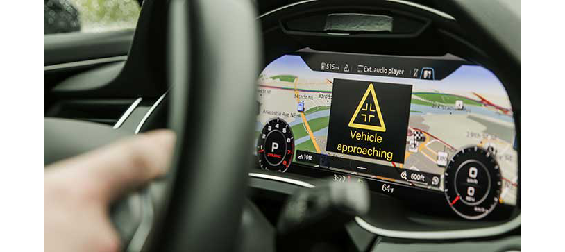 Audi dashboard with C-V2X technology