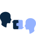 midnight and light blue icon of people talking