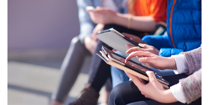 Students using tablets