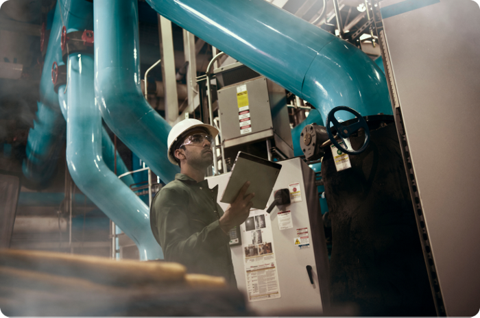 Engineer working in factory