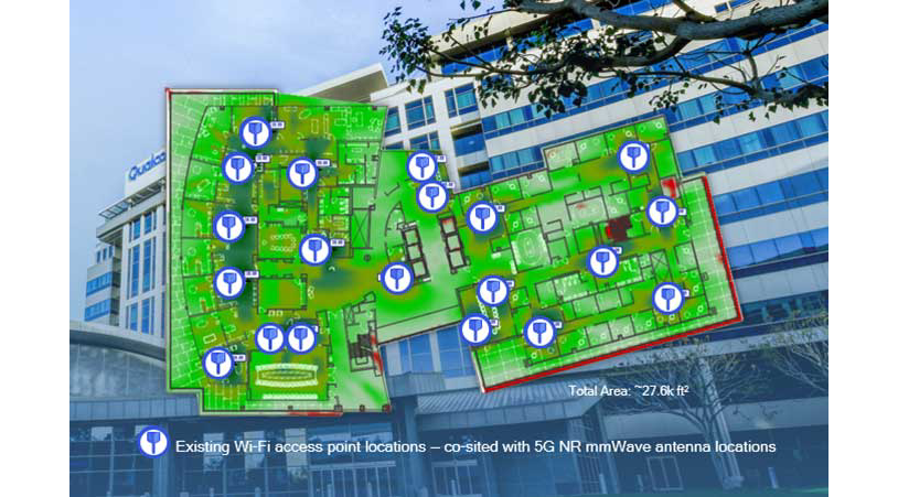 Co-siting 5G NR mmWave (28 GHz) with Wi-Fi on the Qualcomm Campus for significant coverage and performance