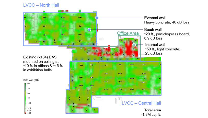 Simulating 5G NR mmWave (28 GHz) at Las Vegas Convention Center