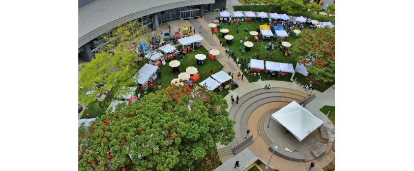 A bird's-eye view of the Earth Day celebration at Qualcomm, San Diego.