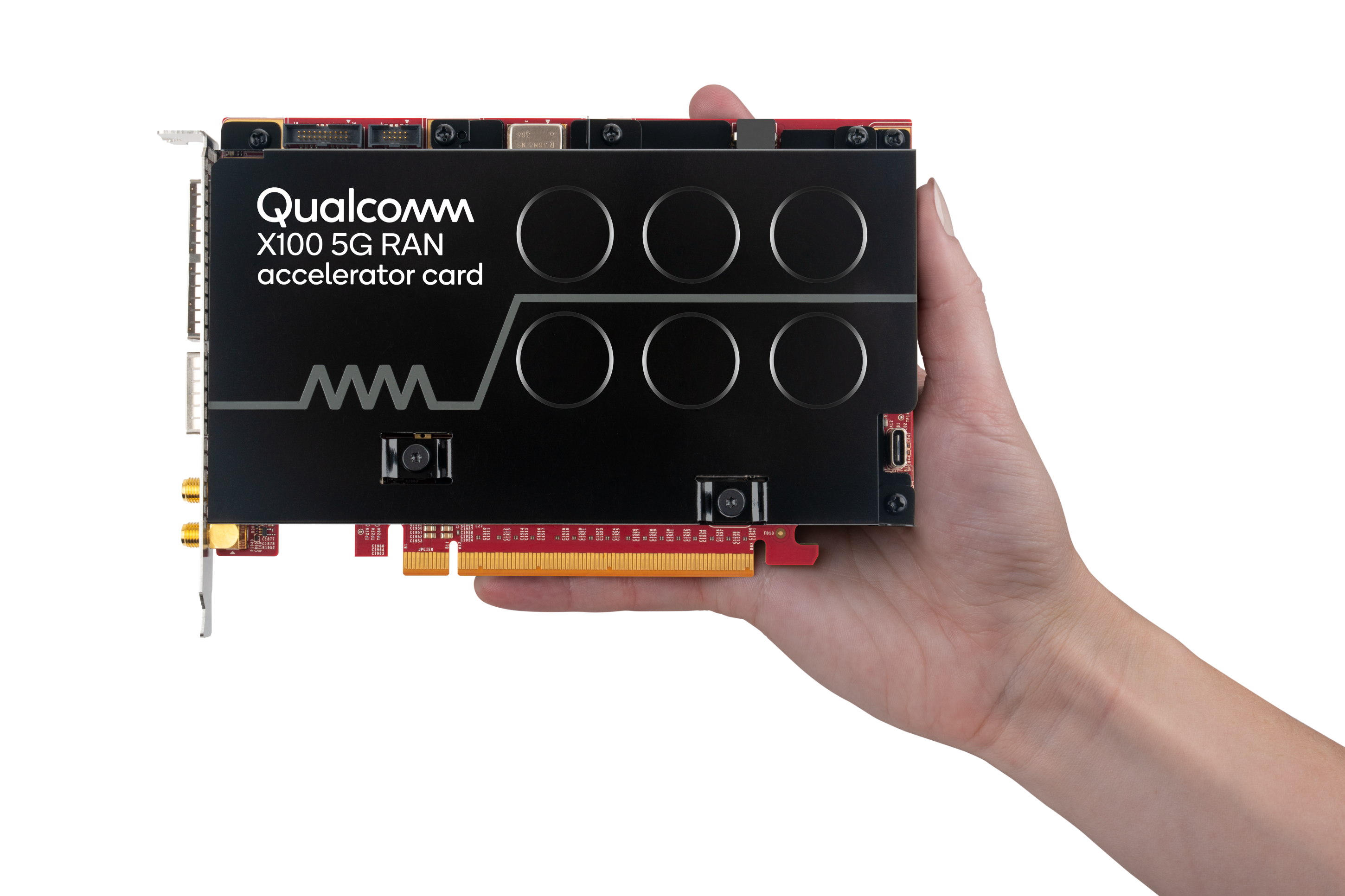 Slide https://s7d1.scene7.com/is/image/dmqualcommprod/resizedQualcomm_X100_5G_RAN_Accelerator_Card?$QC_Responsive$&fmt=png-alpha