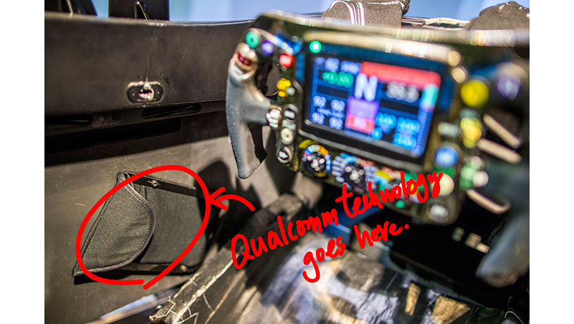 Lewis Hamilton simulator with smartphone pocket