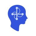 Icône bleue du profil latéral et insinuation de l'innovation