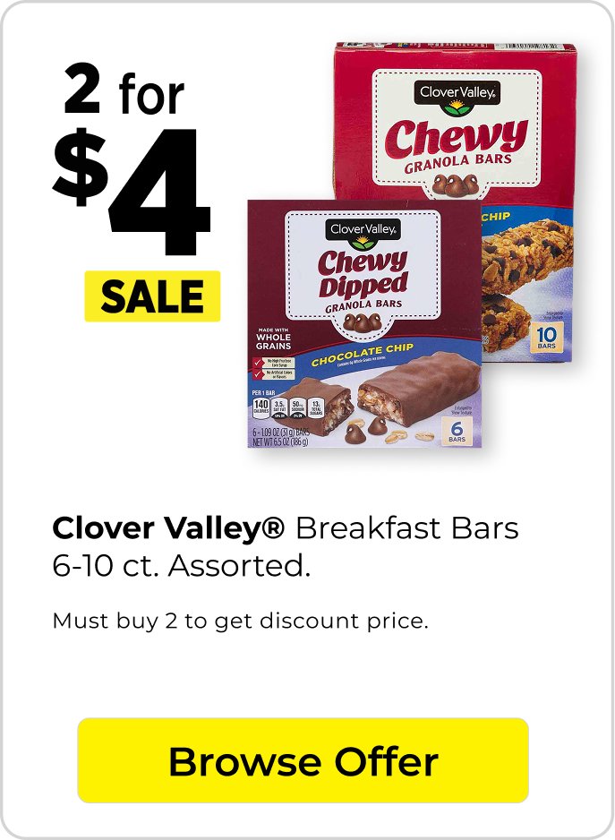 2 for $4 breakfast bars