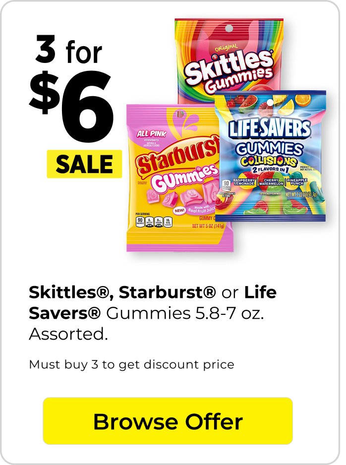 3 for $6 gummy candy