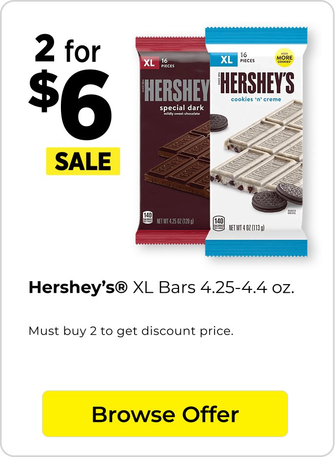 2 for $6 hersheys