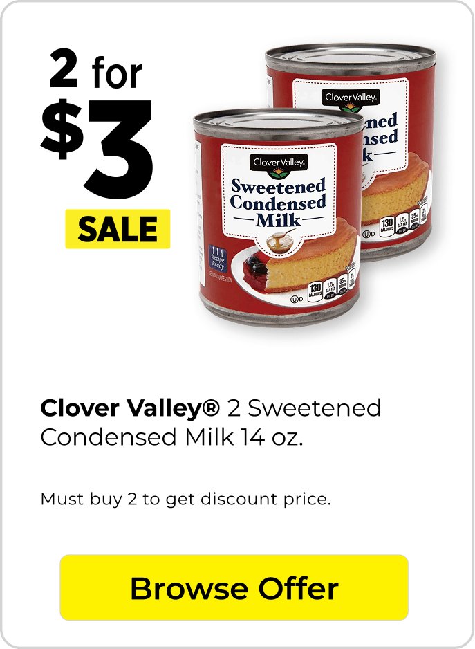 2 for $3 condensed milk