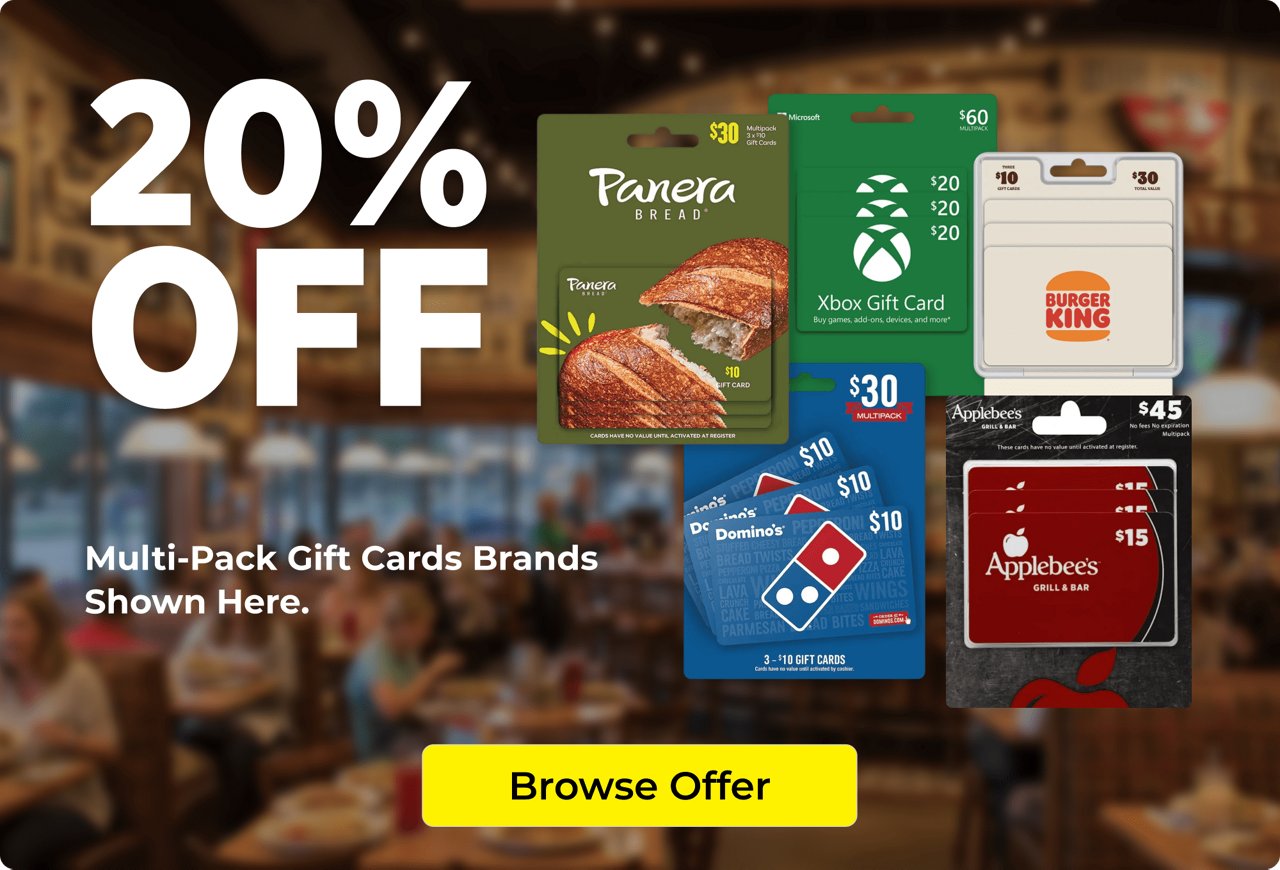20% off select gift cards