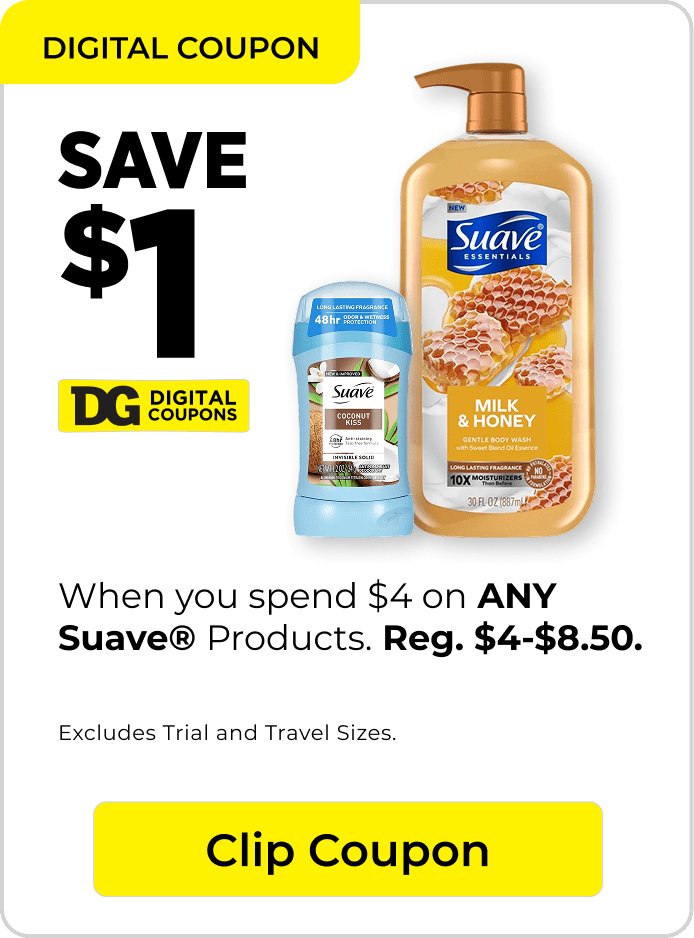 Save $1 DG Digital Coupon on Suave