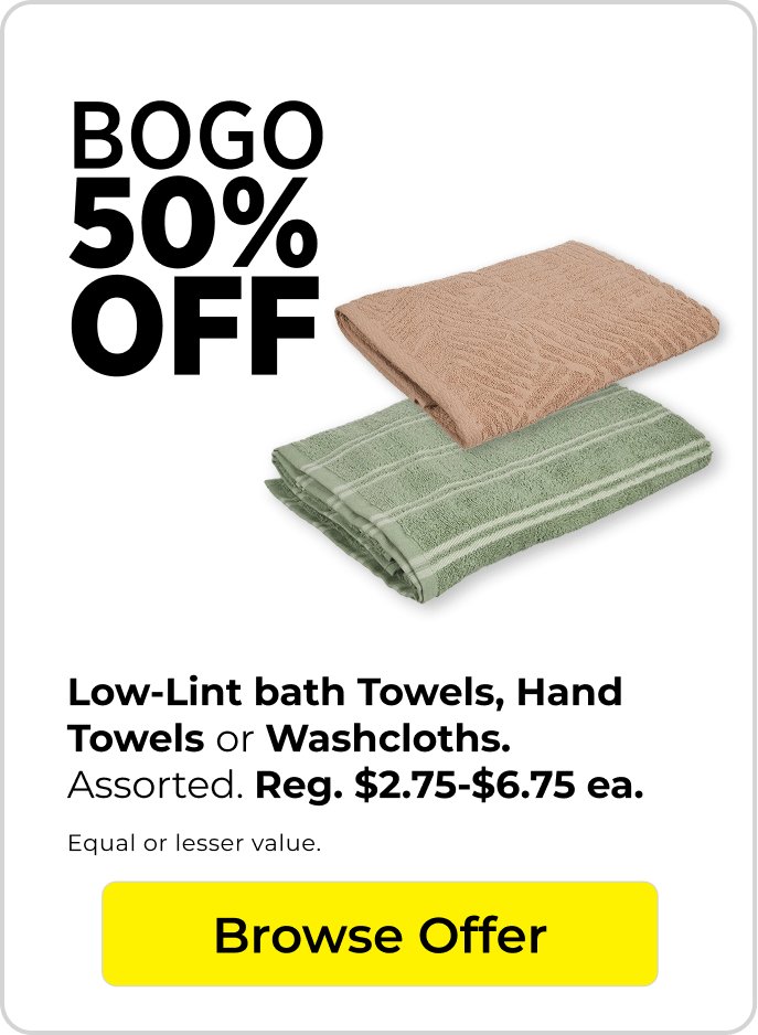 BOGO 50% off towels