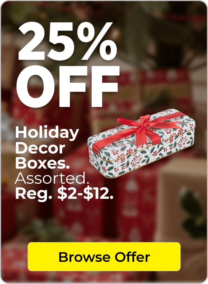 25% off holiday decor boxes