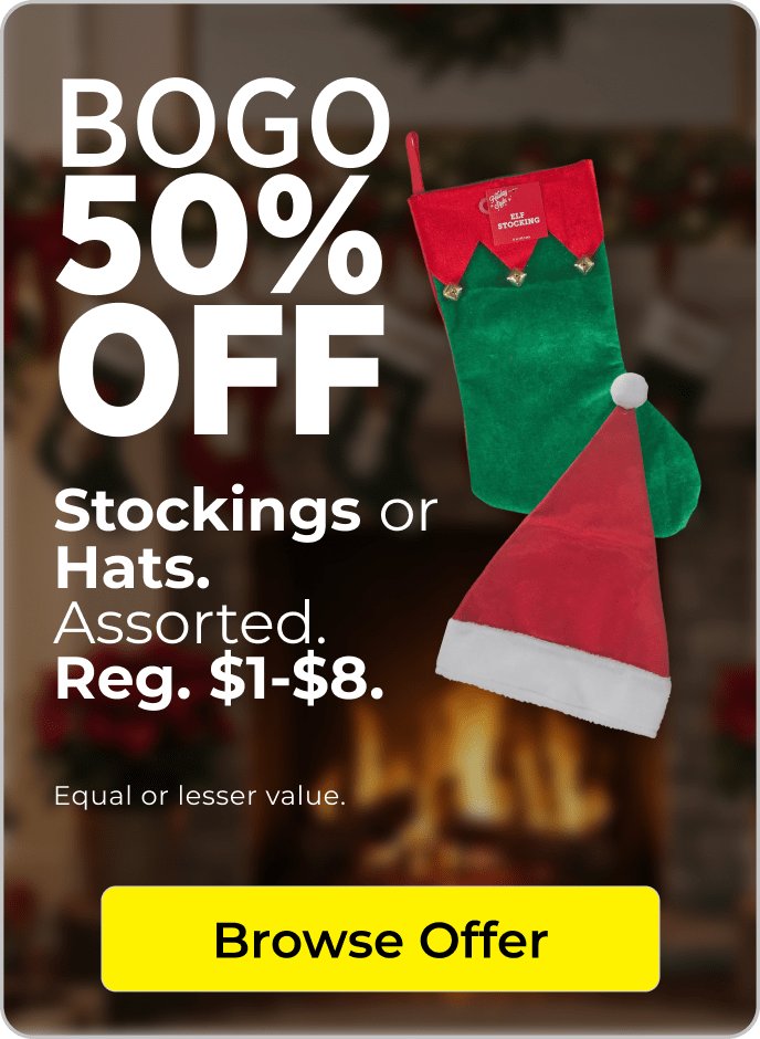 BOGO 50% off stockings or hats
