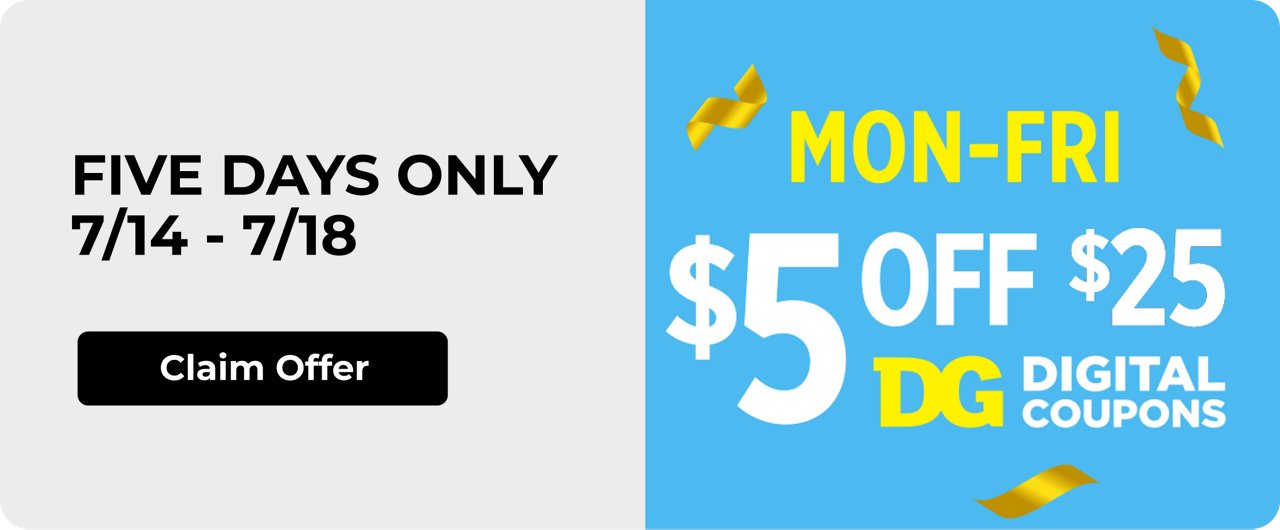 Sunday -Friday (6-day)  $5 off $25