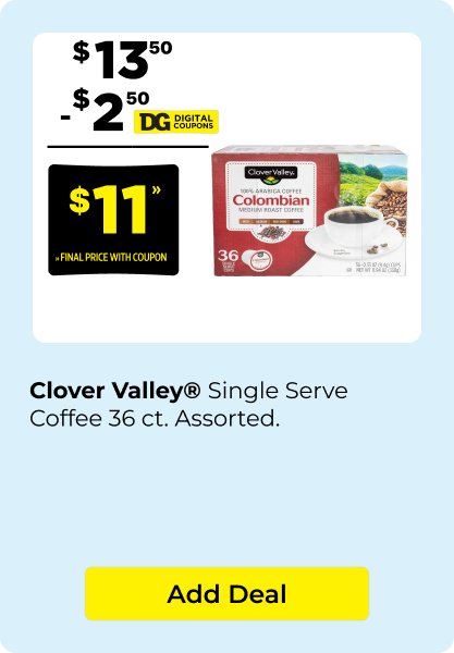$10 Clover Valley coffee