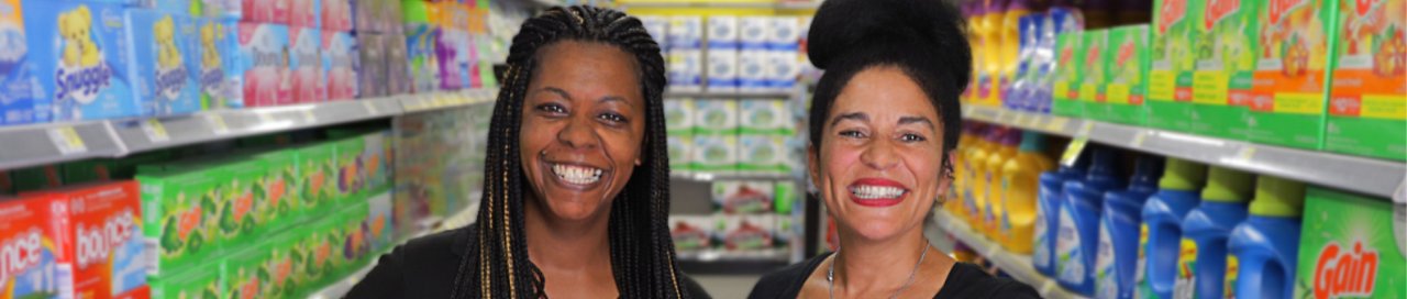 Two women smiling