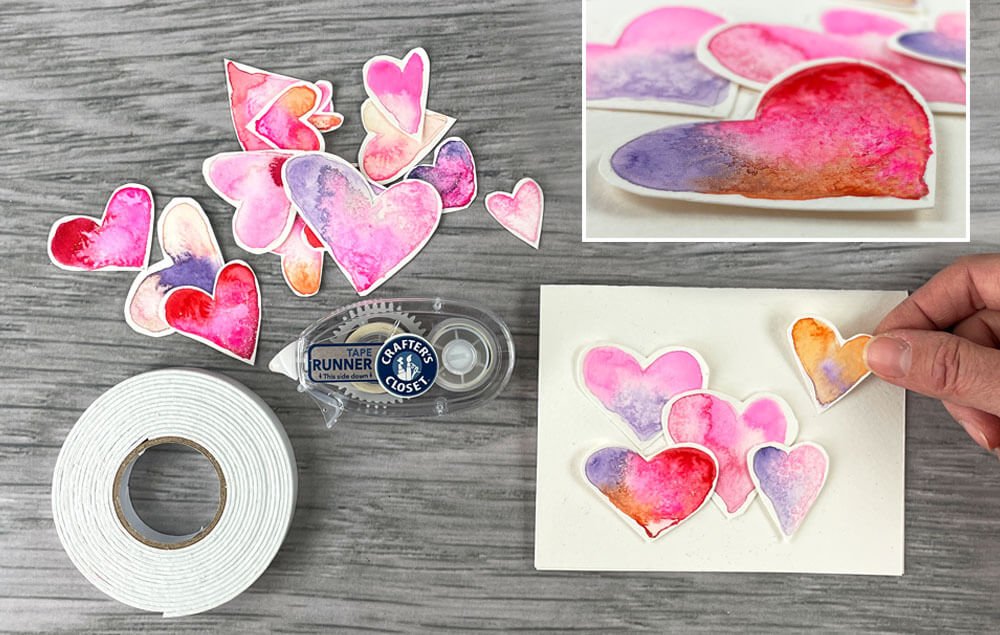 Watercolor Hearts Card Step 5