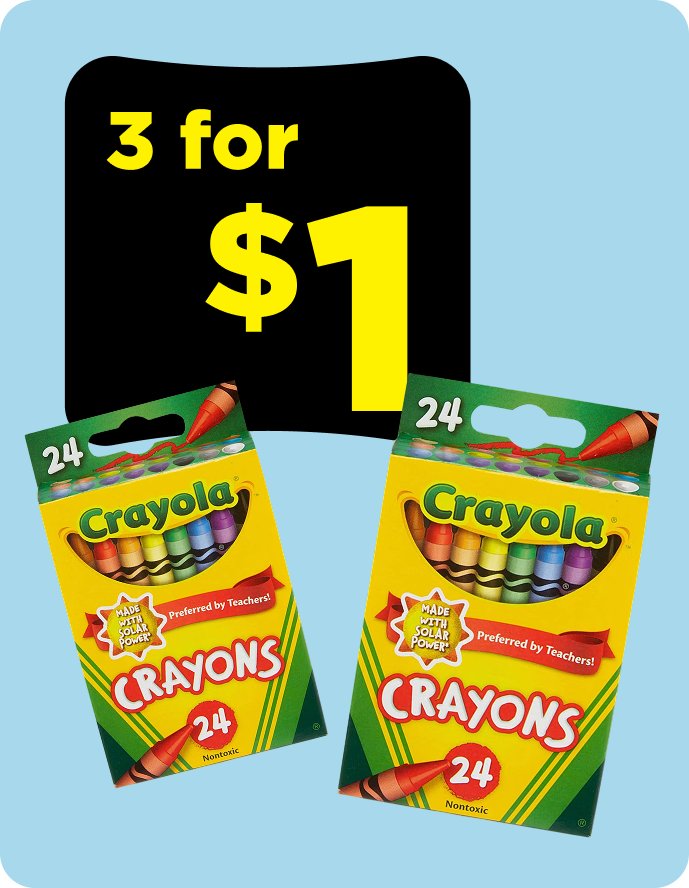 3 for $1 crayons