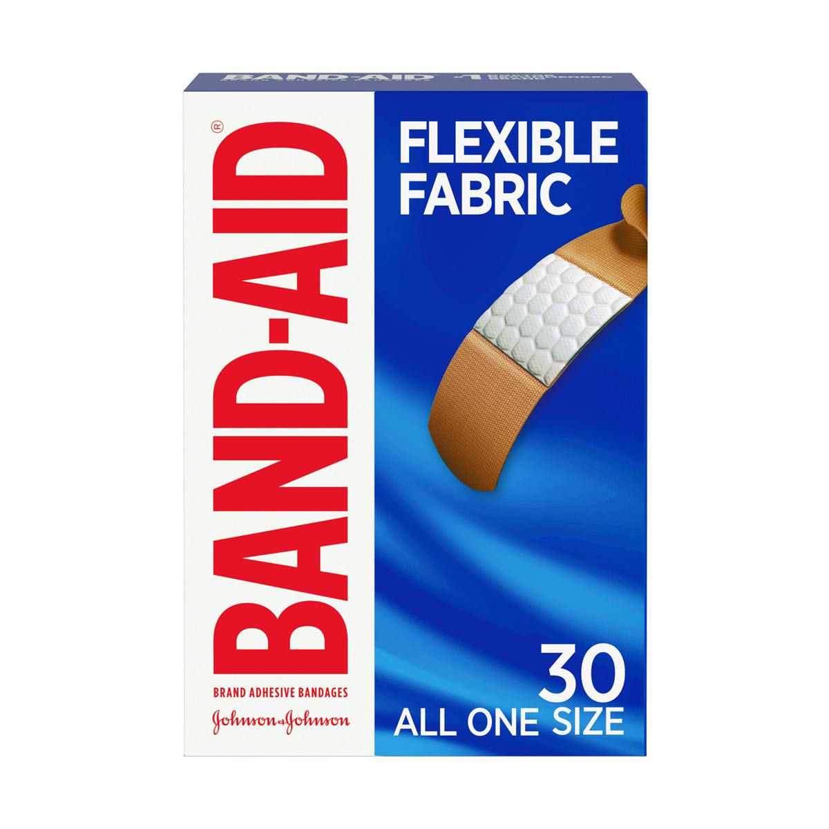 Band-Aid-Brand-Sterile-Flexible-Fabric-Adhesive-Bandages,-Comfortable-Flexible-Protection-&-Wound-Care-for-Minor-Cuts-&-Scrapes,-Pad-Designed-to-Cushion-Painful-Wounds,-All-One-Size,-30-ct