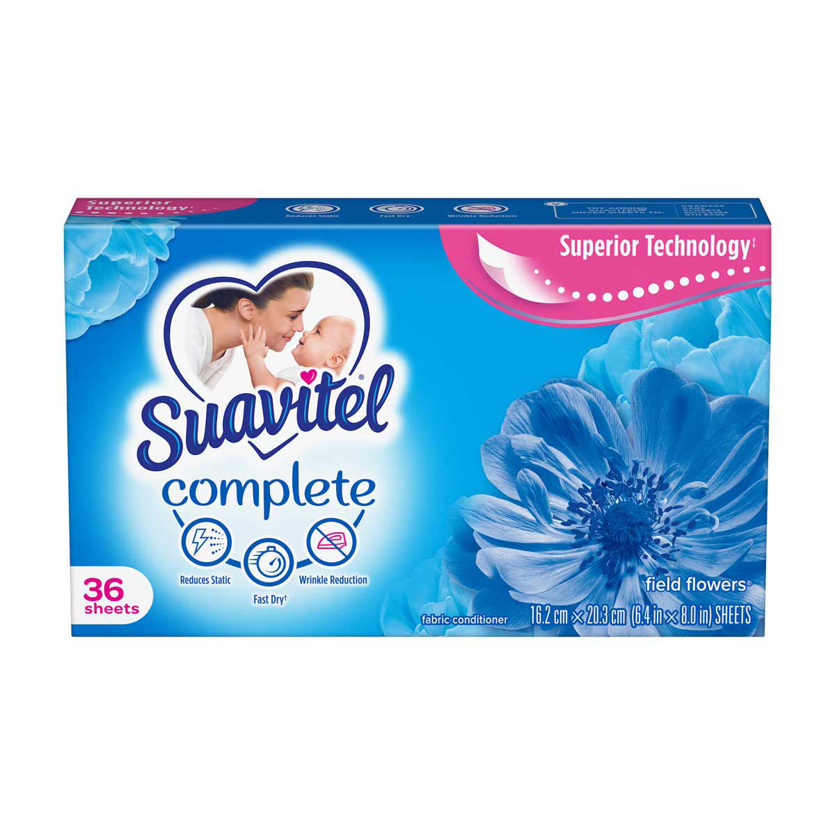 Suavitel-Complete-Dryer-Sheets,-Fabric-Conditioner,-Field-Flowers-Scent,-36-Sheets