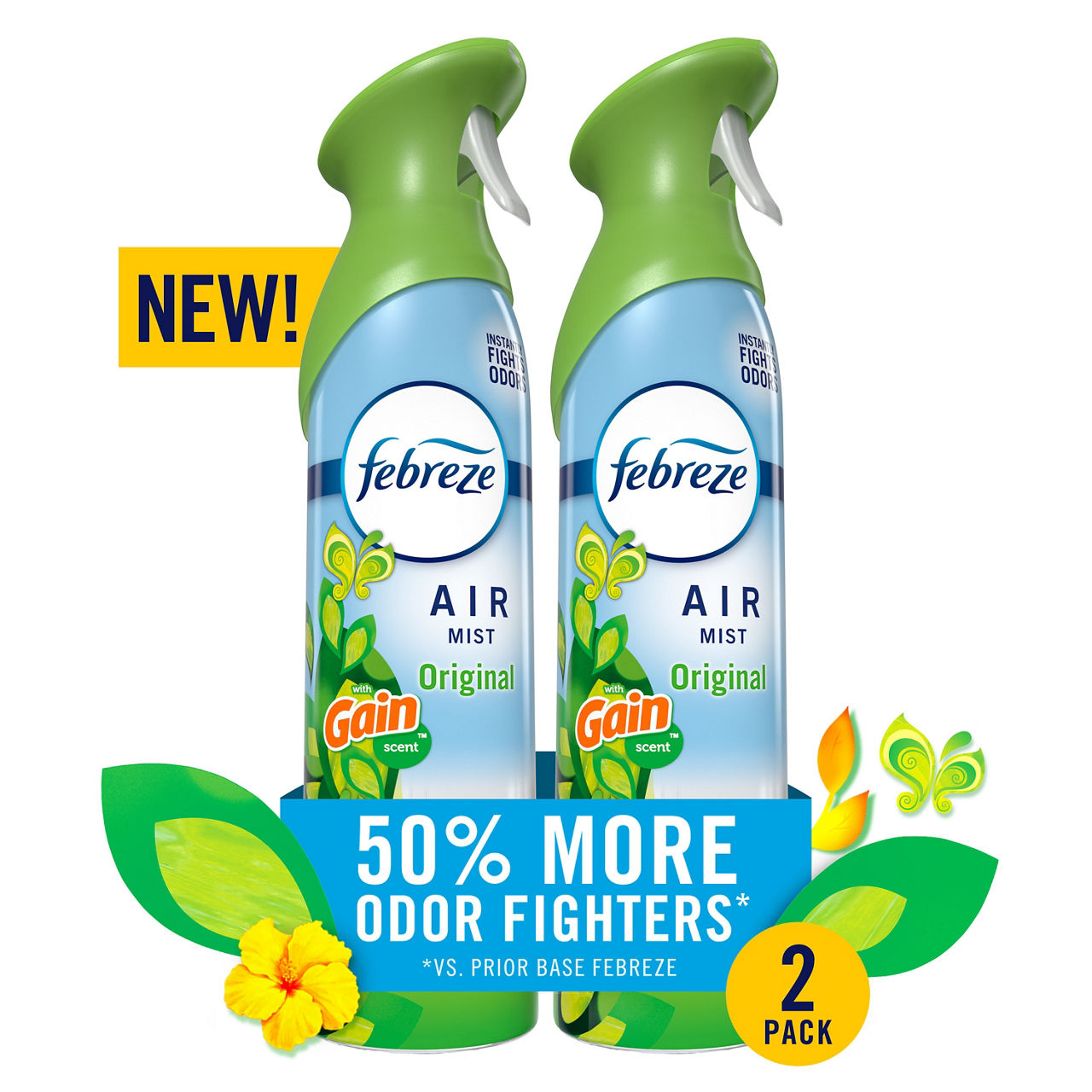 Febreze Air Mist, Air Freshener Spray, Odor Fighting Room Spray, Gain Original Scent, 8.1 oz, 2 pk