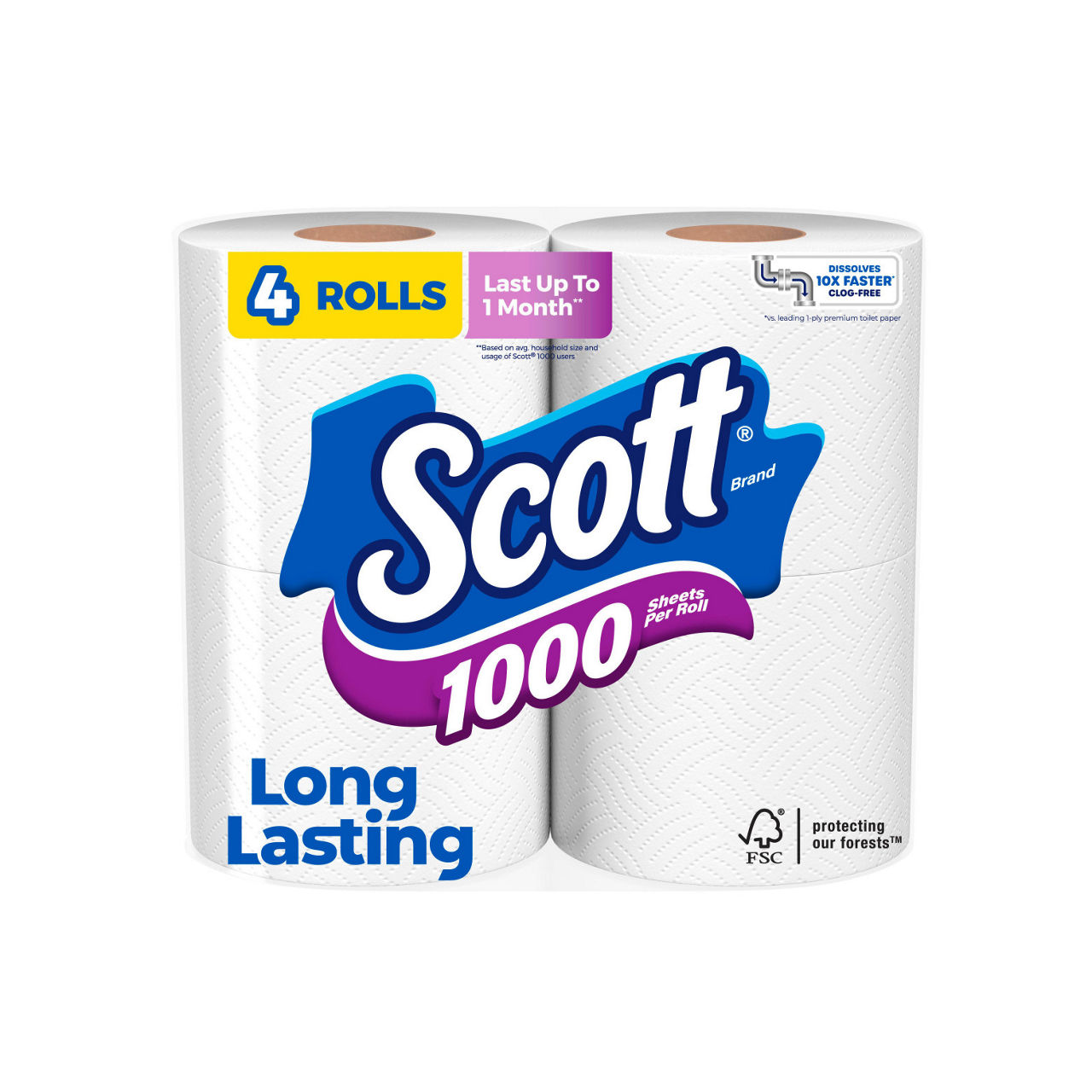 Scott-1000-Toilet-Paper,-4-Rolls,-Septic-Safe,-1-Ply-Toilet-Tissue-
