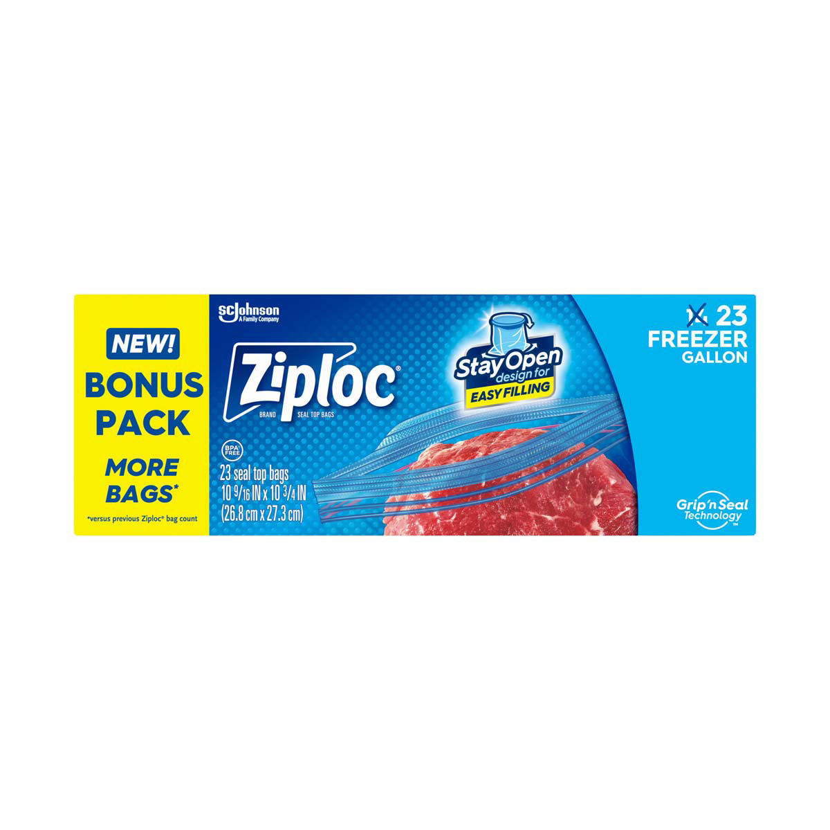 Ziploc®-Brand-Seal-Top-Freezer-Bags-with-Stay-Open-Design,-Gallon,-23-ct