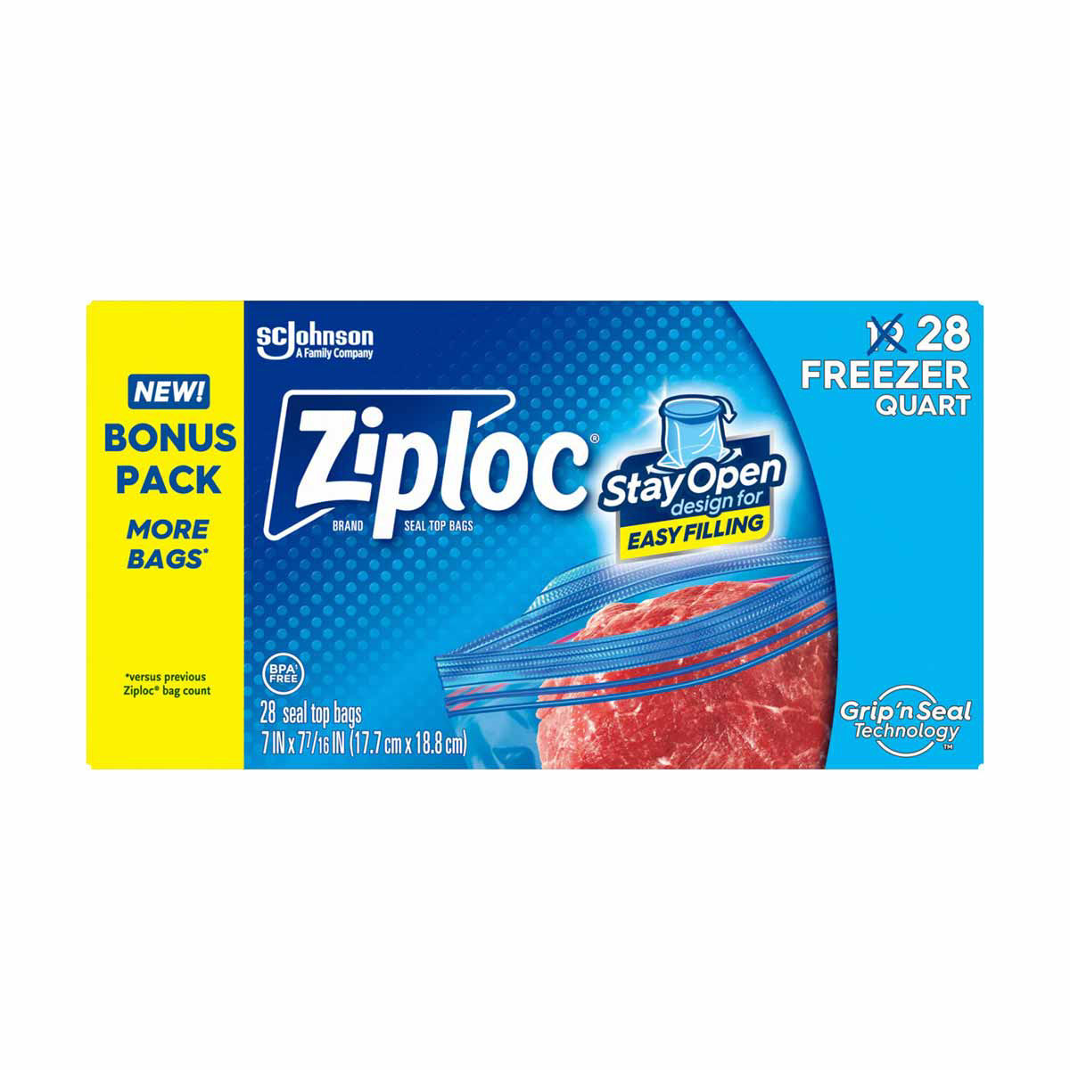 Ziploc®-Brand-Seal-Top-Freezer-Bags-with-Stay-Open-Design,-Quart,-28-ct