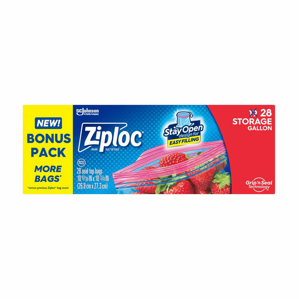 Ziploc®-Brand-Seal-Top-Storage-Bags-with-Stay-Open-Design,-Gallon,-28-ct