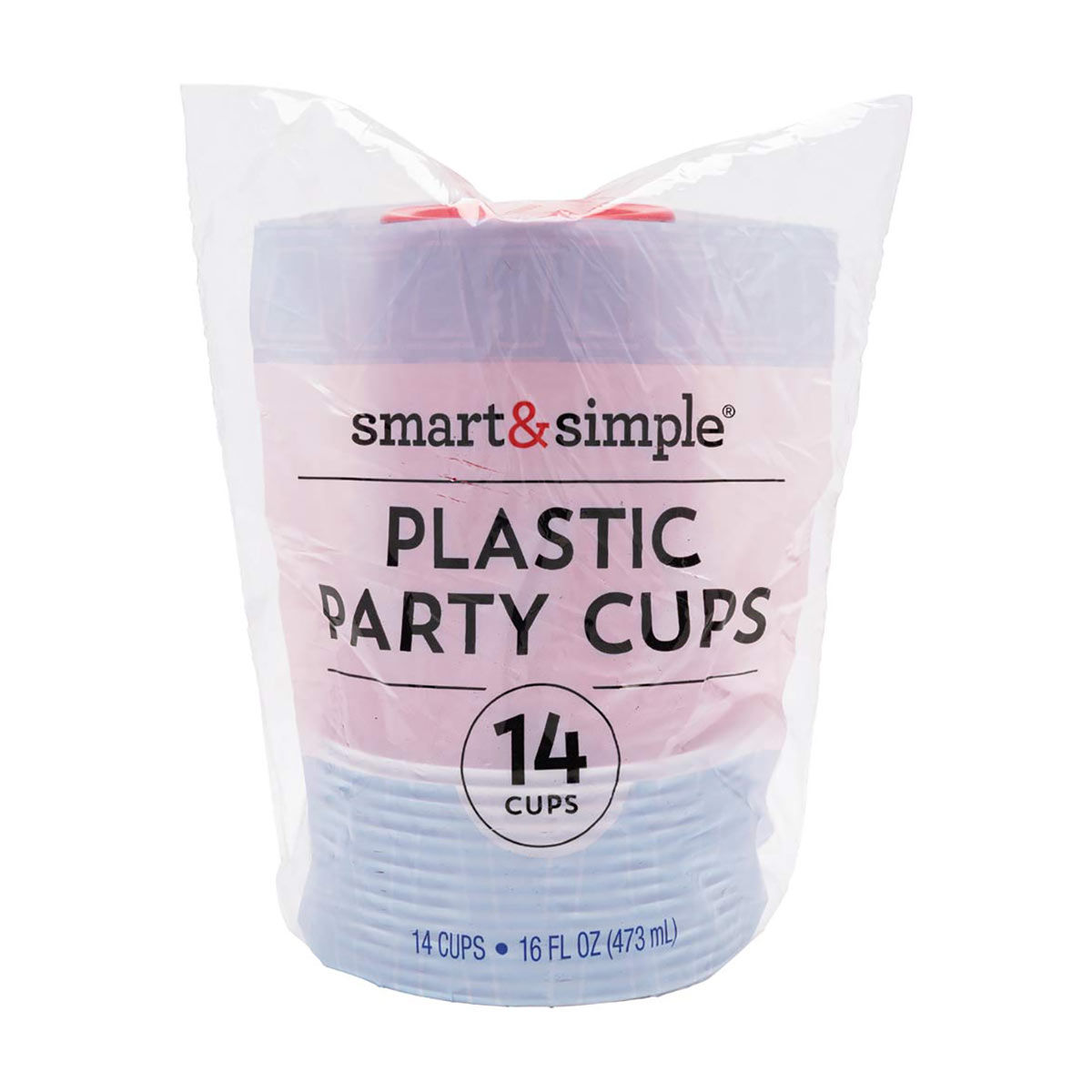 Smart-&-Simple-Plastic-Party-Cups,-Red,-14-ct