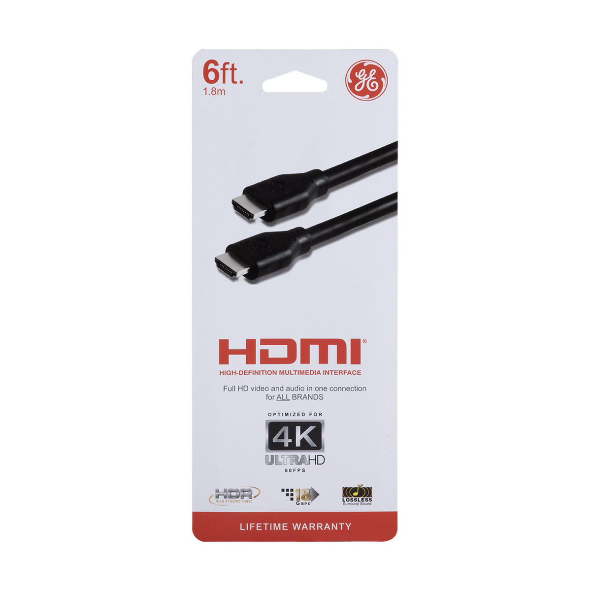General Electric 4K Ultra HD HDMI Cable, 6 ft