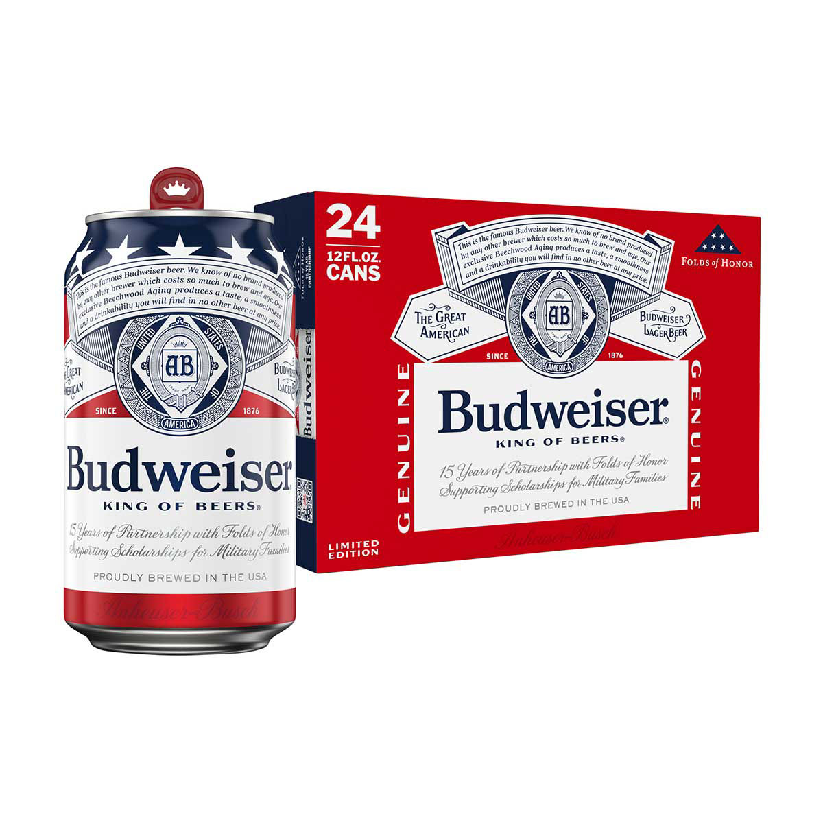 Budweiser American Lager Beer, 12 fl oz Cans, 24 pk