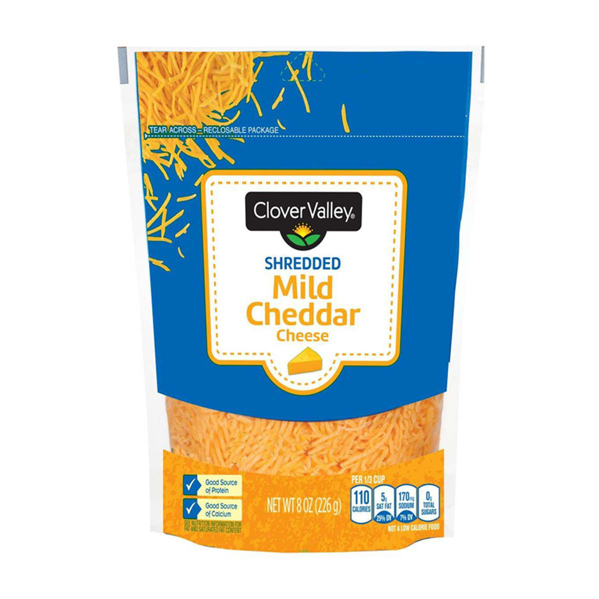 Clover-Valley-Shredded-Mild-Cheddar-Cheese,-8-oz