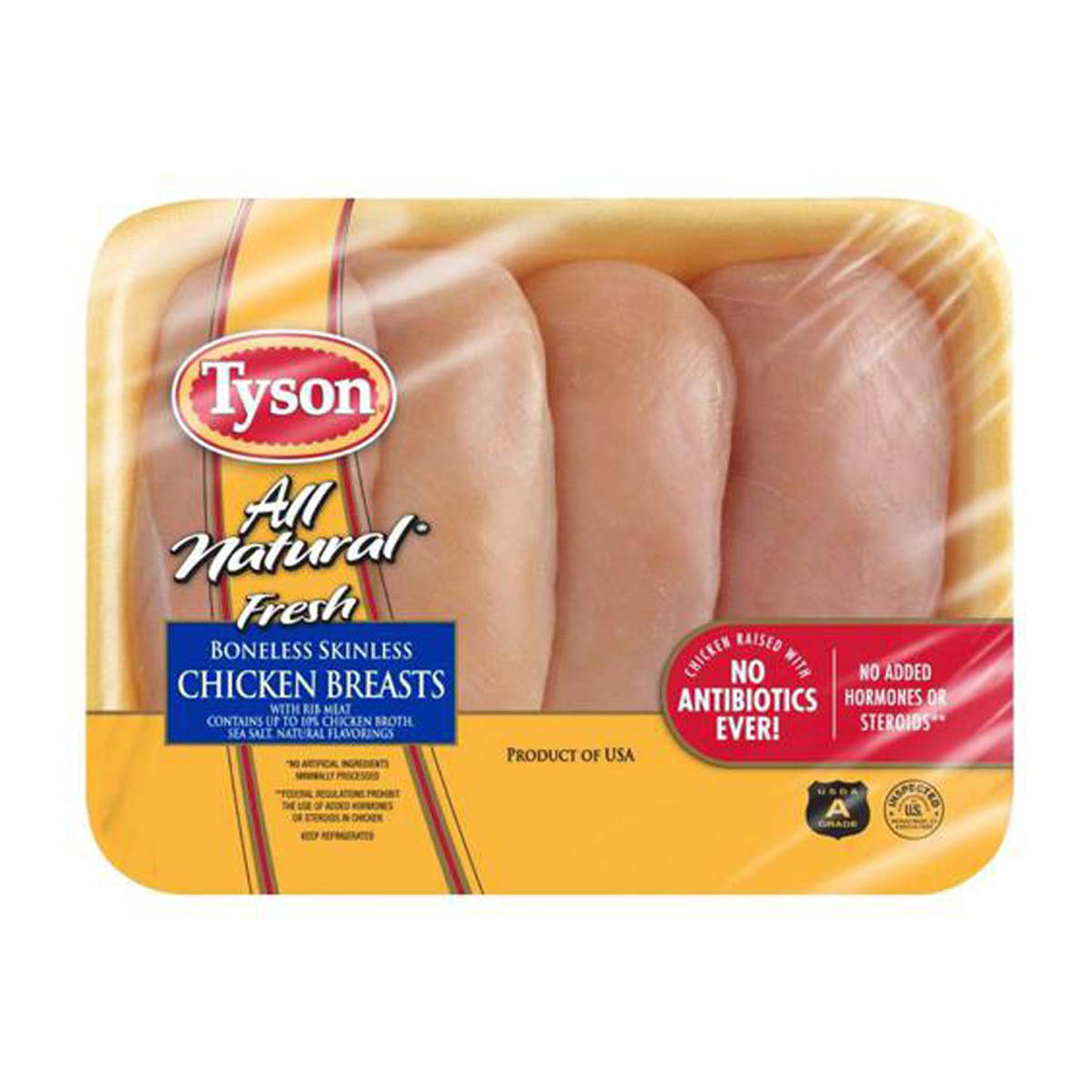 Tyson Boneless Skinless Chicken Breasts with Rib Meat, 1.75 lb