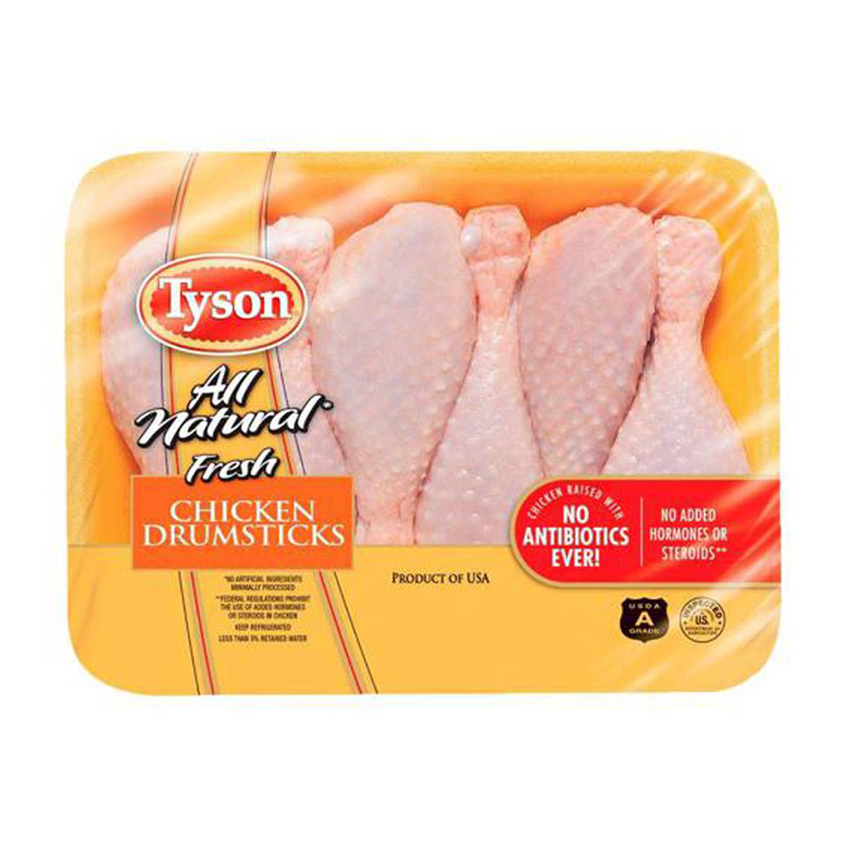 Tyson All Natural Fresh Chicken Drumsticks, 1.7 lb (Avg Weight)